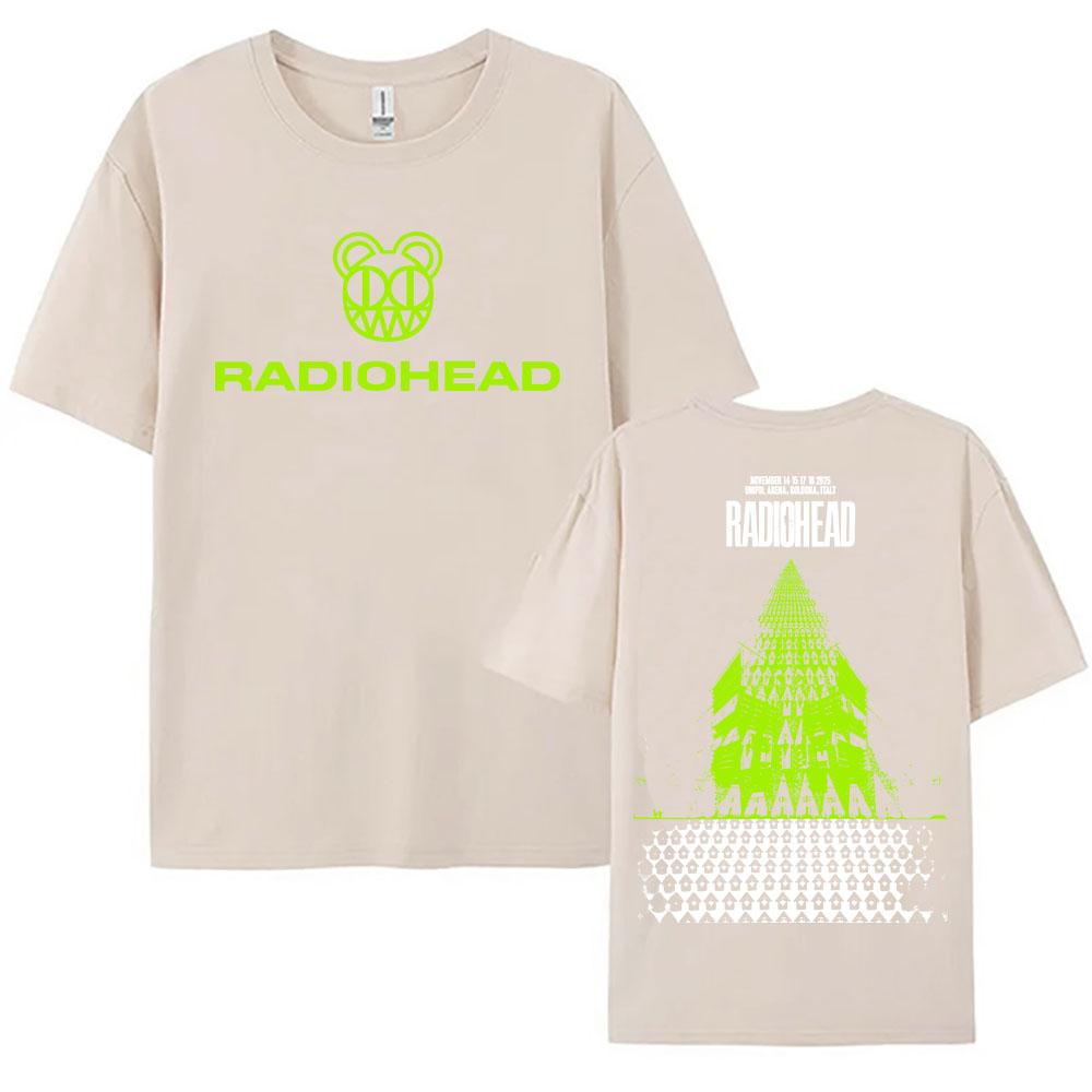 Футболки Rock Band Radiohead Tour 2025 Ноябрь Хлопок Мода Короткий Рукав Женская Футболка Повседневная Круглый Вырез Унисекс Уличная Одежда Футболки