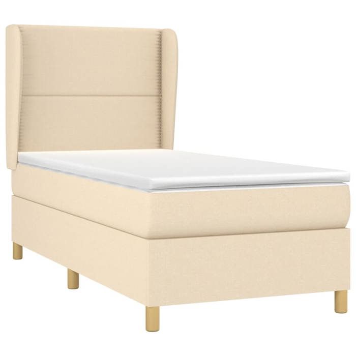 Maison Exclusive - Sommier à lattes de lit et matelas Crème 90x190 cm Tissu