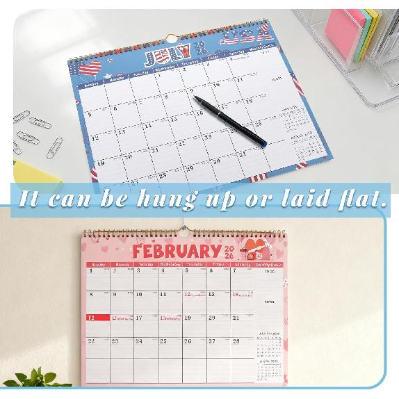 2026 Calendar, 18 Month Wall Calendar from January 2026 to June 2027, 14.5" x 11.8" Large Monthly Calendar for Home School Office Planning,