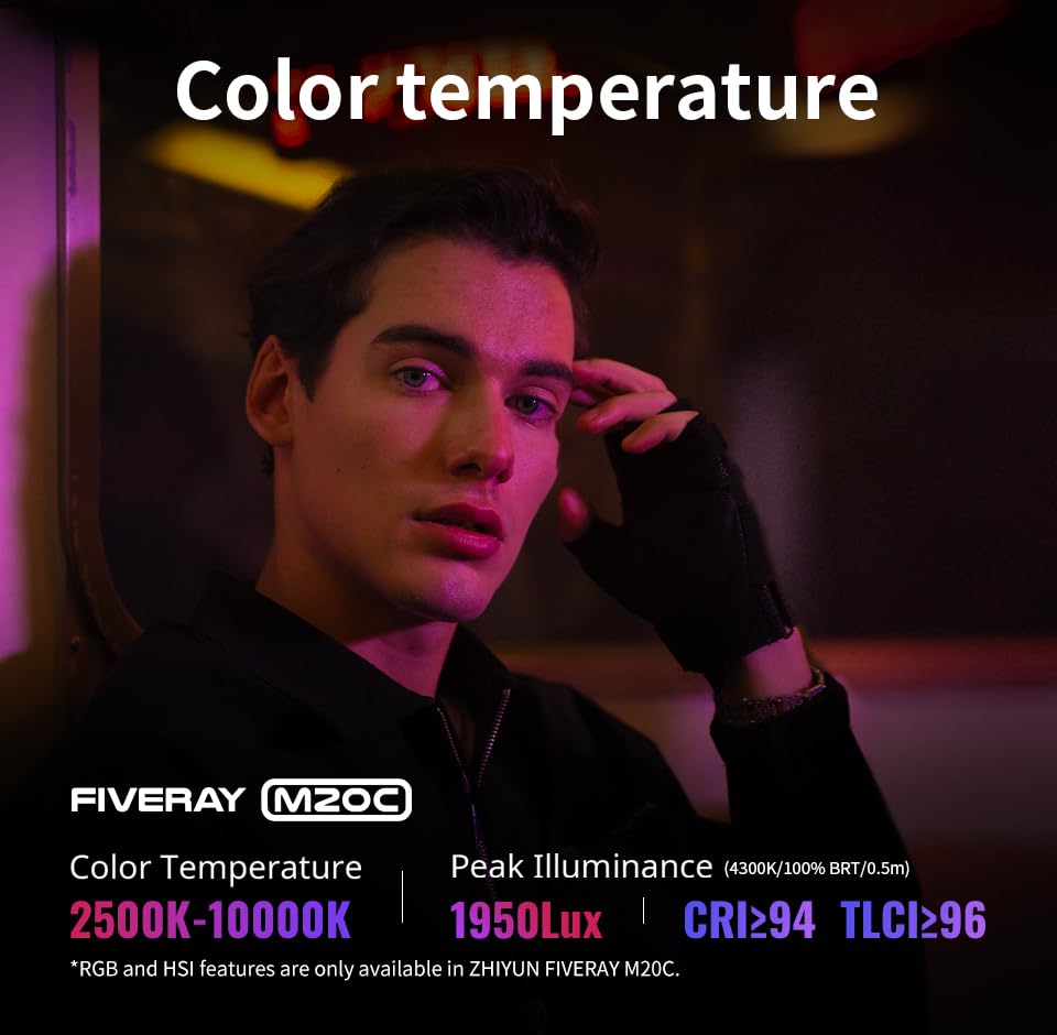 ZHIYUN FIVERAY M20C COMBO 20W RGB фото- и видеосветильник светодиодный с регулировкой яркости перезаряжаемый ручной светильник управление яркостью через Bluetooth и