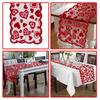Rectangular Heart Shaped Table Runner Valentines Day Tableware Placemat  Desk Decoration