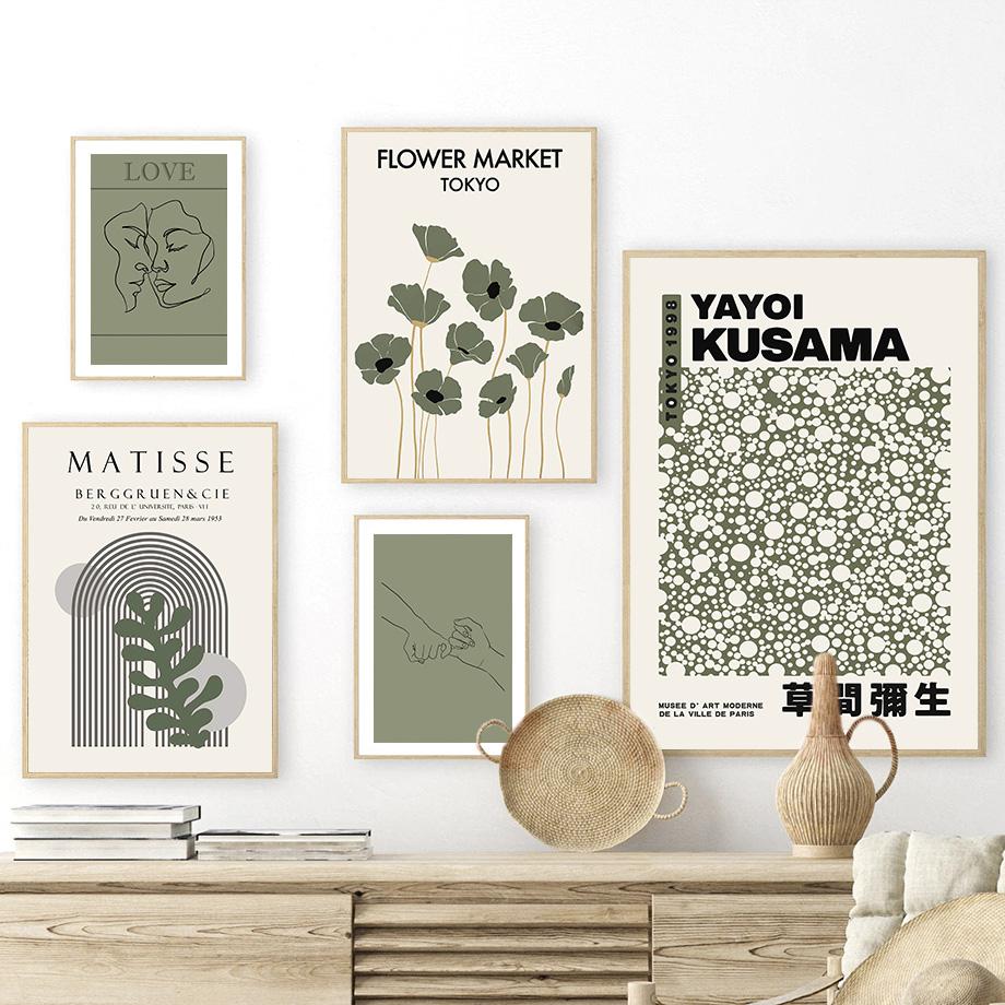 Sage Green Matisse Flower Market Couple Wall Art Canvas Painting Nordic Posters And Prints Wall Pictures For Living Room Decor