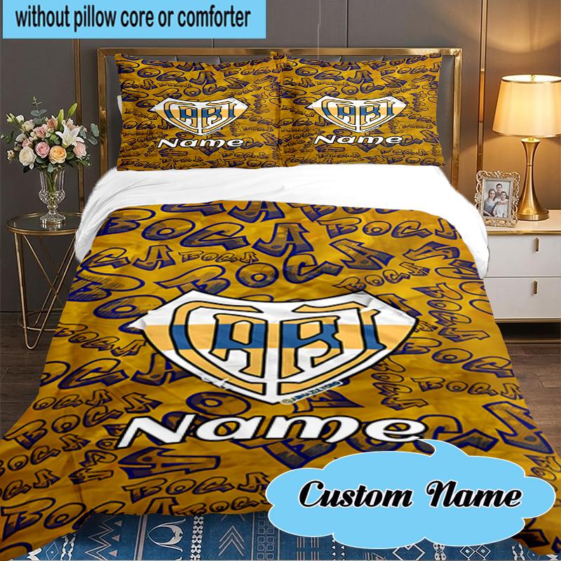 Custom Name Boca-Juniors Bedding Set 3pcs, Bedding Set Including 1pc Duvet Cover And 2pcs Pillowcases for Bedroom, Dormitory Gift