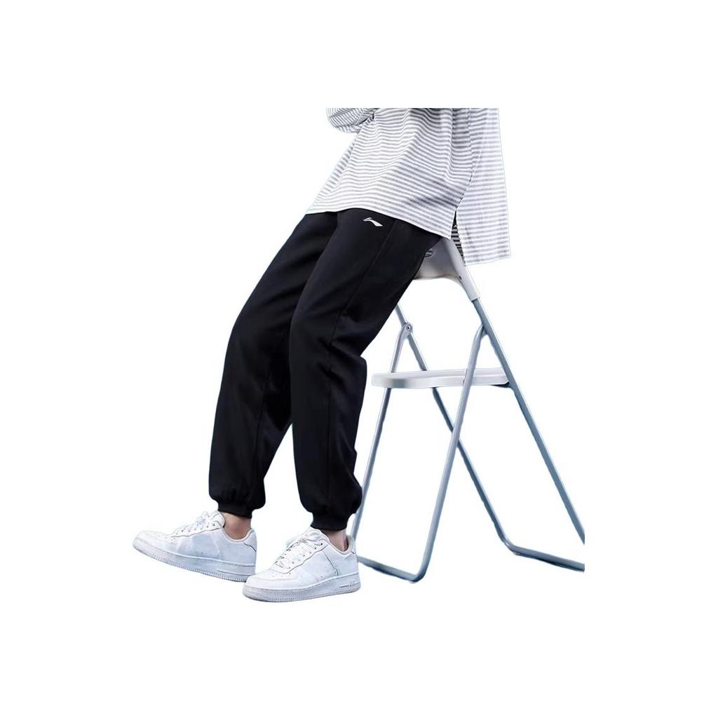 Li-Ning Минималистичная мода Удобный Простой Однотонный Универсальный Фитнес Дышащий Повседневный Спортивный костюм Мужские костюмы Черный APLU751-1+AYKT415-1