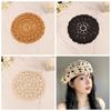 Cotton Lace Hollow Flower Hat Linen Spring Crochet Knitted Cap Hollowed Out Beret Hat Summer