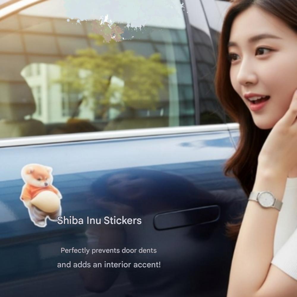 Car & Door Protection Damage Prevention Soft Belly Shiba Inu Stickers, 4 Pieces