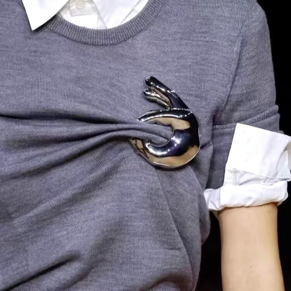 Hand Gesture OK Gesture Brooches Large Suit Lapel Pin Personalized Clothes Badge Women Men