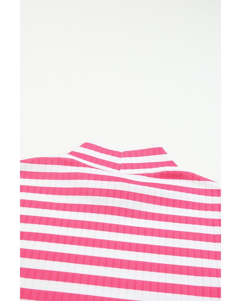 Azura Exchange Футболка с длинными рукавами и текстурированным узором в полоску цвета клубники и розового цвета