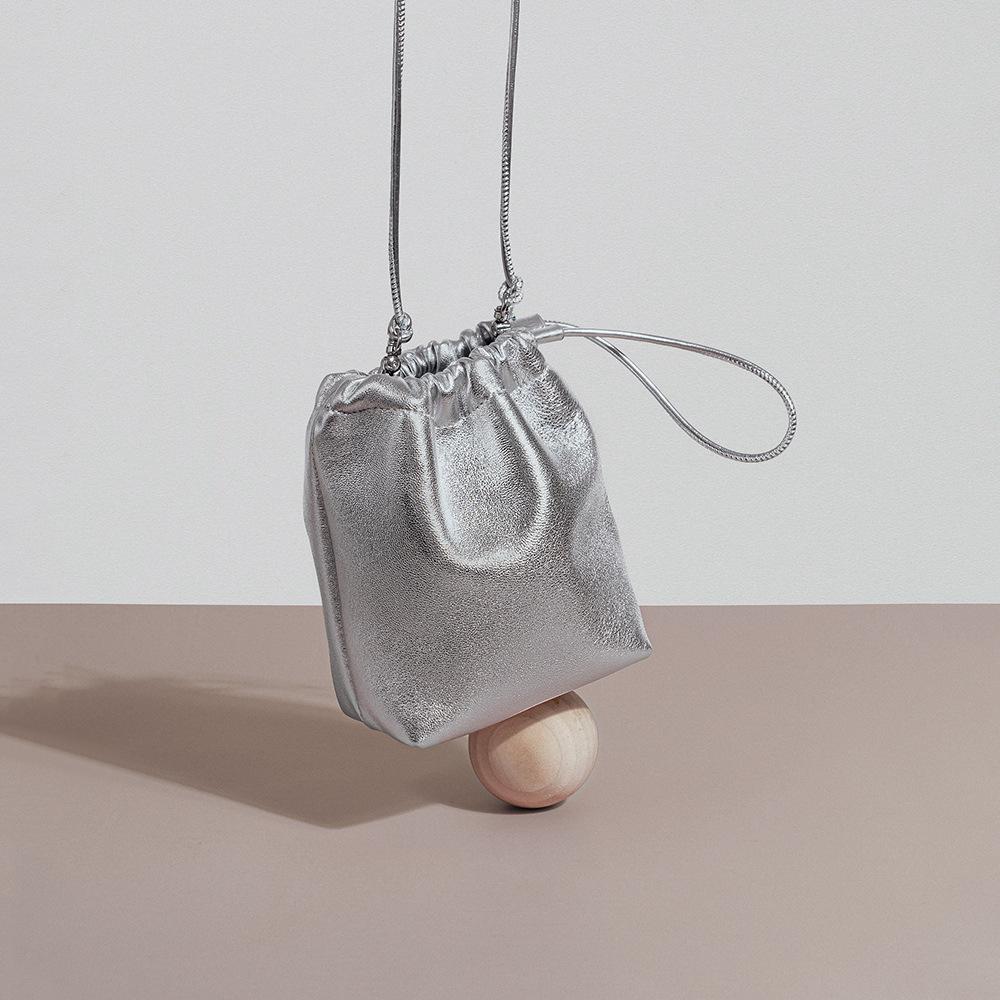 Мини Сумка-мешок на шнурке, Ручная сумка-ведро, Наплечная сумка из натуральной кожи