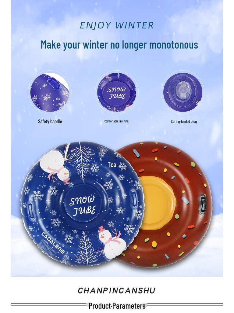 120cm Thickened Cold-Resistant Snow Tube, Durable High-Quality PVC Ski Ring for Adults