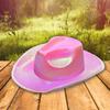 Women Party  Hat Bright Color Concave Top Wide Brim Glossy Surface Cosplay Dress-up Costume Dance Show Props Western Cowboy Hat Headwear