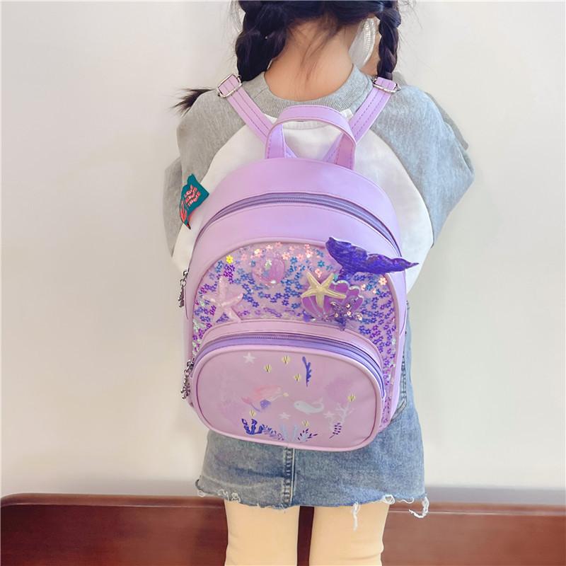 Kids Backpack Mermaid With With Shell Shimmer Starfish Design Childrens For