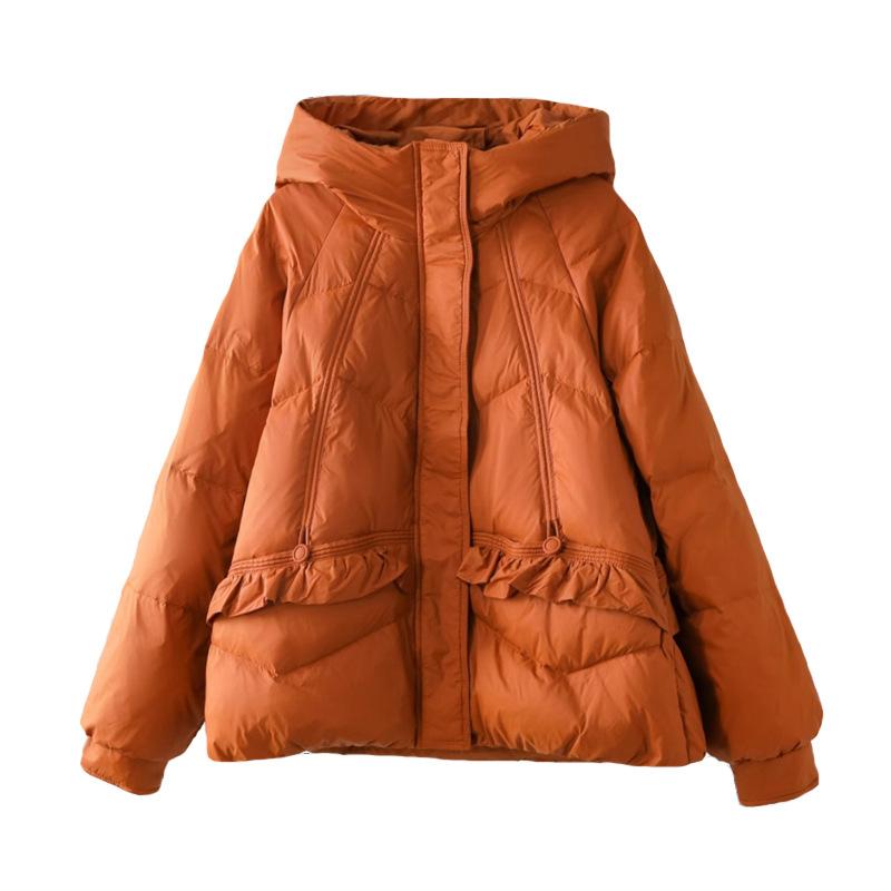 Утолщенный пуховик с капюшоном женский зимняя мода 2024 года с грибковым краем, свободный, большой размер, белый пуховик на утином пуху прилив