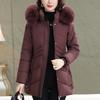 Куртки для женщин среднего возраста Зимняя верхняя одежда больших размеров с капюшоном и воротником из искусственного меха Теплая Толстая Повседневная Зимняя Куртка Женские Парки