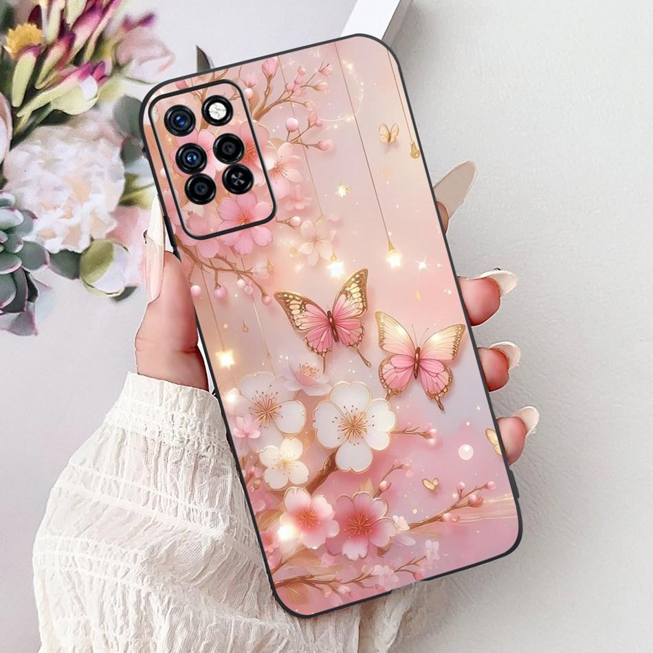 For Infinix Note 10 Pro Note10 Elegant Butterfly Cat Printed Phone Case For Infinix Note 10 10Pro NFC Black Silicone Soft Cases