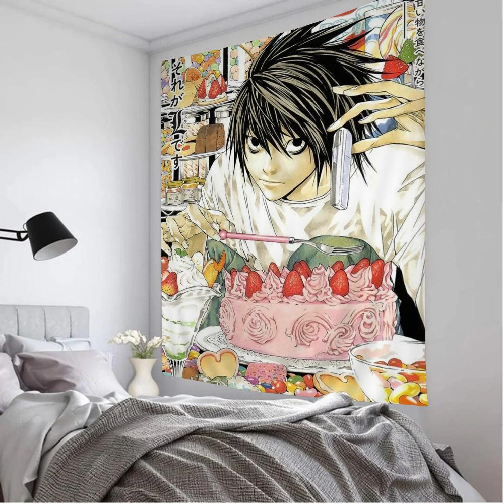Death Note Tapestry Print Large Wall Art SciFi Living Room Home Decor Blanket for Bedroom Dorm Wall Hanging Design
