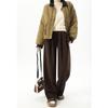 Maillard Women's Wide-Leg Corduroy Pants - Brown, Velvet-Lined, Loose Fit for Autumn/Winter 2024