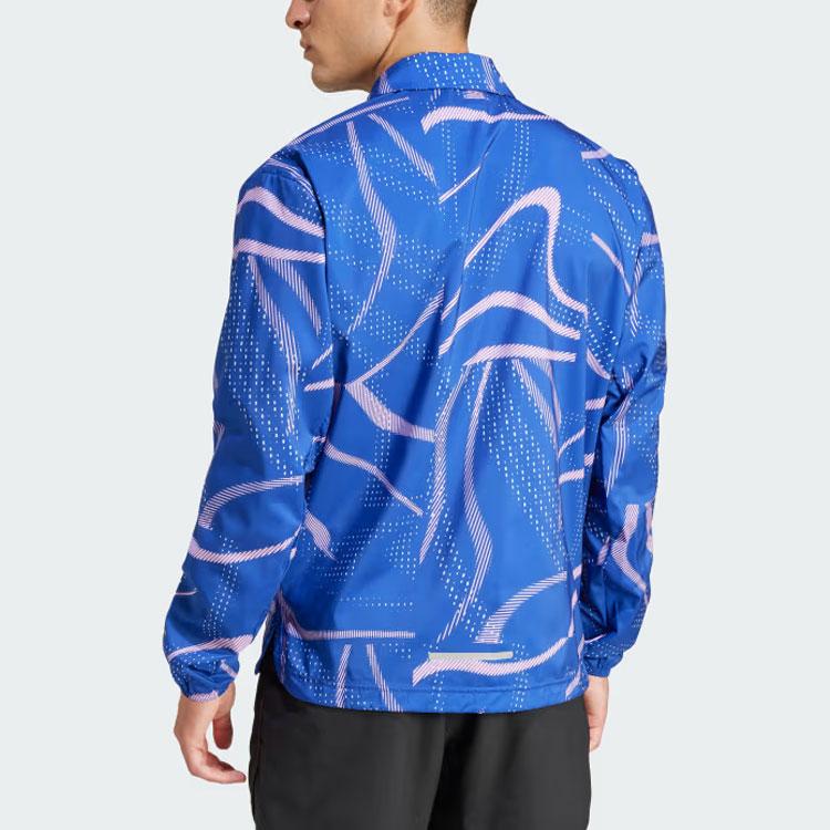 Adidas Break The Norm Patterned Running Long Sleeve Jacket Men Jacket Blue IQ3805