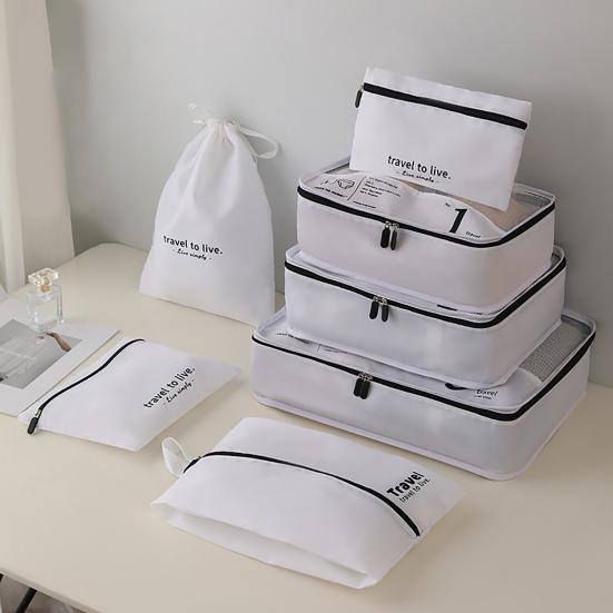 7Pcs Luggage Storage Bag Space-Saving Travel Bag Organizer Set Suitcase Packing Bag for Trips Outdoor