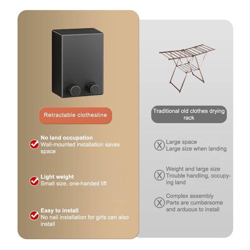 Выдвижная бельевая веревка без сверления El Настенная сушилка для одежды В помещении Стальная проволока Невидимый органайзер Вешалка для белья