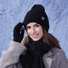 Winter Warm Hat Scarf Gloves Three-piece Set Women's Outdoor Velvet Thick Earmuffs Knitted Wool Cap