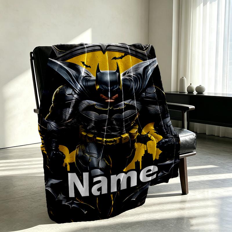 Custom Name Personalized Batman Print Blanket, Home Decor, Bedroom, Sofa, Camping, Couch, Gifts for Birthday Christmas