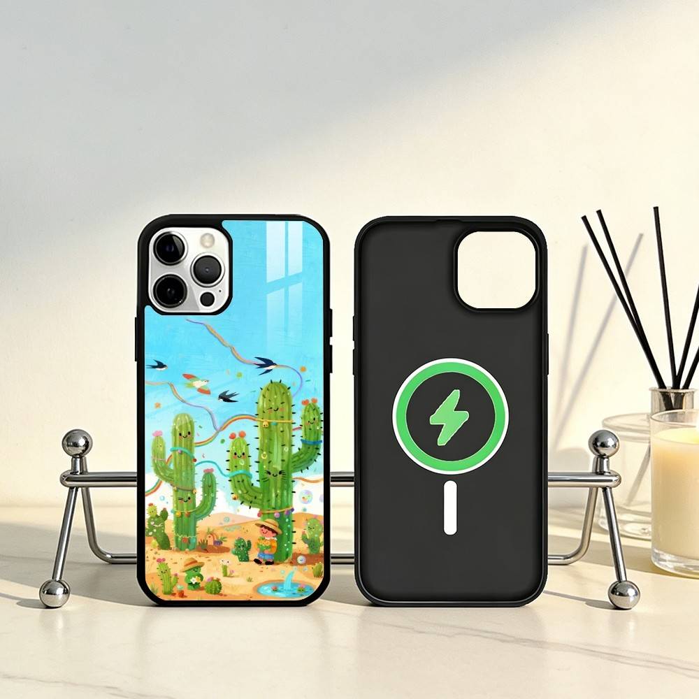 Desert Cactus Phone Case For iPhone17,16,15,14,13,12,11 Plus,Pro Max Magnetic For Magsafe Wireless Charging