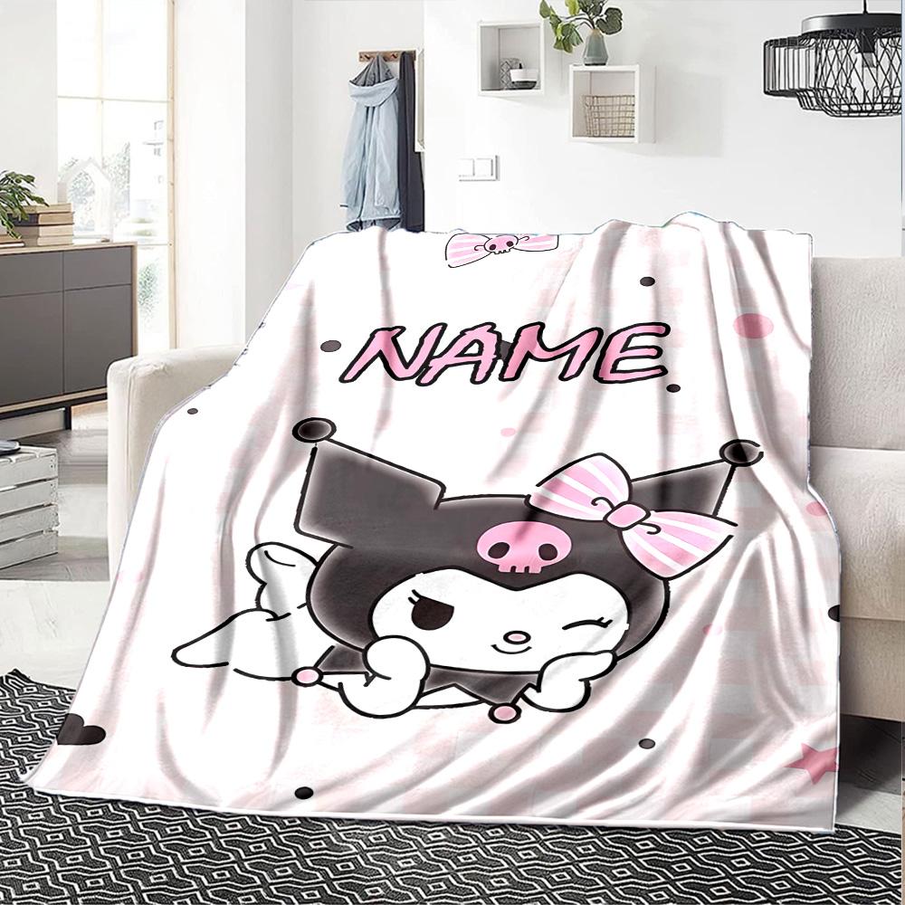 Customizable Kuromi8 Throw Blanket – Personalized Name, All-Season Cozy Snug Blanket, Machine Washable, Personalized Blanket