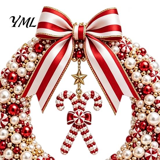 Decorative Pearl Beads for Crafts DIY Christmas Wreath Kit, Handmade Beaded Holiday Door Decor, Custom Wall Hanging Elegant Craft Project Home