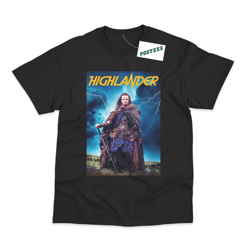 Retro Movie Poster Inspired By Highlander DTG Printed Unisex T-Shirt Graphic Tee