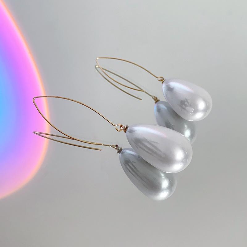 Жемчужные серьги-капли для женщин, французская мода, простой стиль, серьги-подвески, шарм, новые однотонные цирконы, подарок