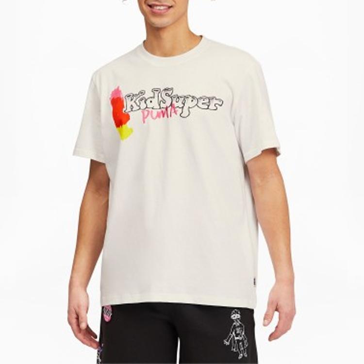 Puma Letter Print Fitted Crew Neck Short Sleeve T-Shirt Men Tops White 530410-02