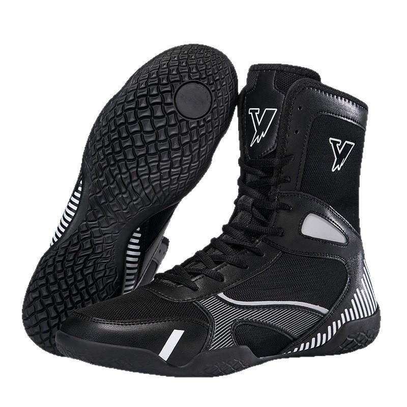 Explosive tall tube men's cushioning indoor training non-slip and wear-resistant fighting boxing shoes