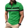 New Men's Casual Polo Shirt with Collar and Buttons Versatile Business Digital Stripe Print Top