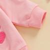 Toddler Girls Valentines Outfits Letter Embroidery Long Sleeve Sweatshirt and Elastic Pants Set Baby Cute Clothes