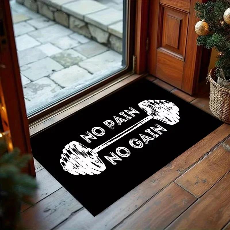 Dumbbell Fitness Equipment 3D Optical Illusion Doormat Flat Non-slip and Easy To Clean Perfect for Front Door Bedroom  Door Mat