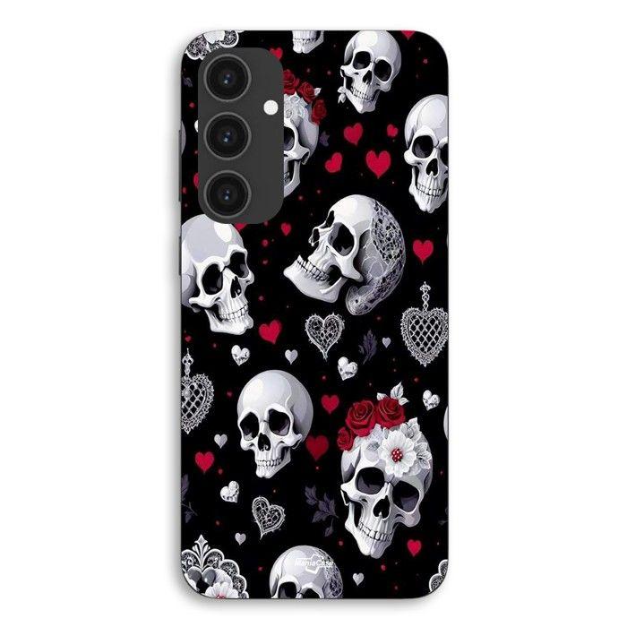 Coque de téléphone - MANIACASE - Samsung Galaxy S25 - Tête de mort et coeurs - Silicone TPU - Souple