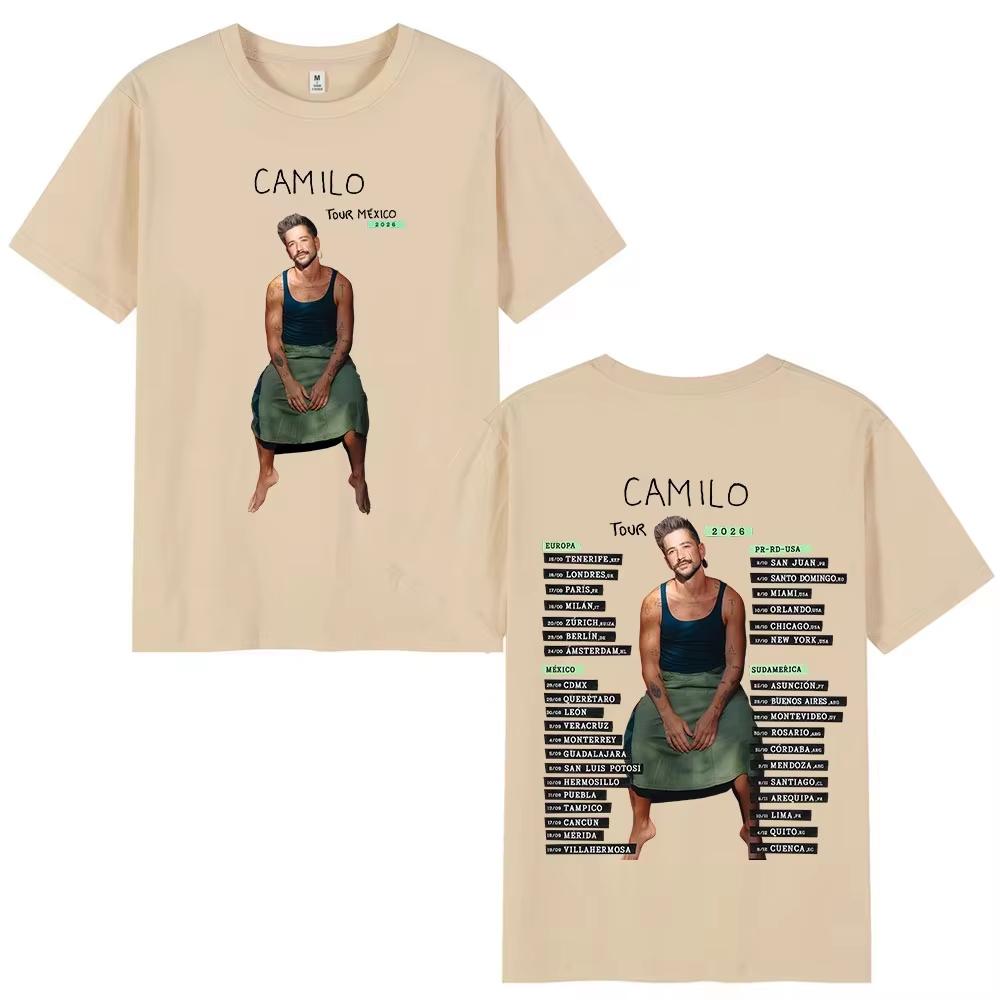 2026 Tour Merchandise Unisex Fashion Hip Hop Loose Casual Streetwear T-Shirt for Singer Camilo Women And Men T-Shirt