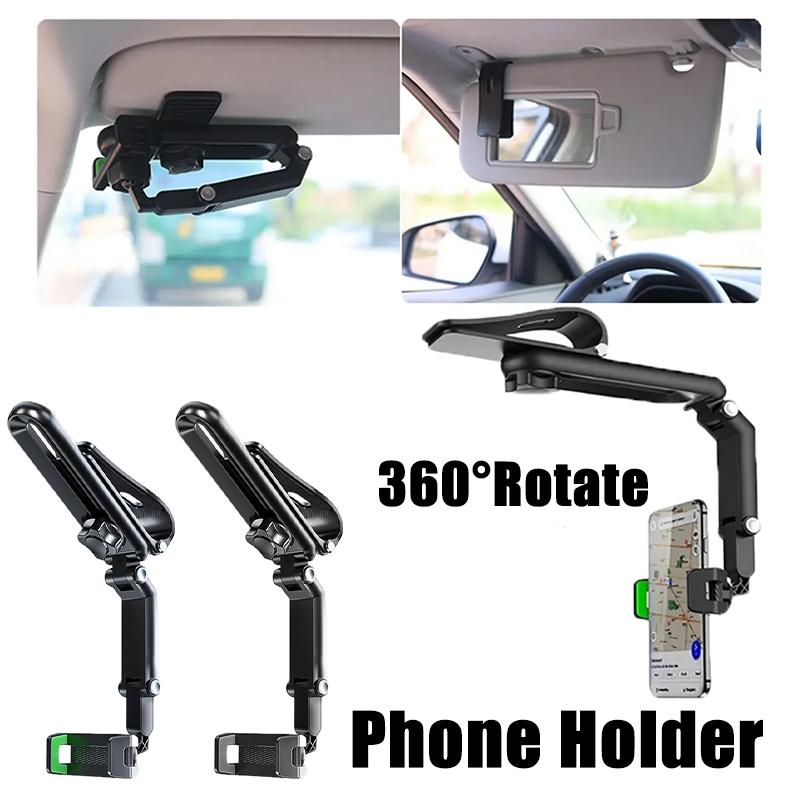 360° Rotating Phone Holder Universal Car Cell Phone Holder Multifunctional Hands Free Sun Visor Phone Holder for Car