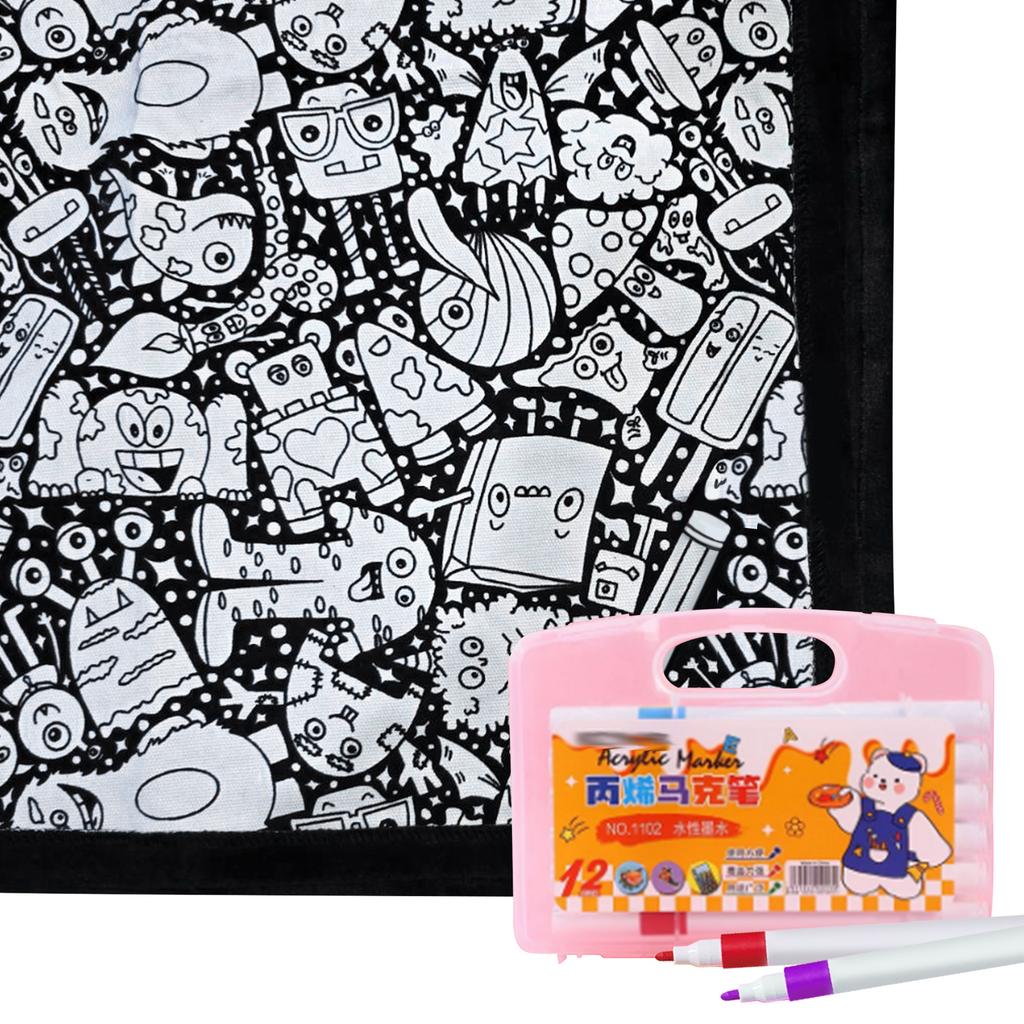 Color Your Own Blanket Washable Fuzzy Velvet Creative Art Project with Markers for Holiday Arts Crafts Activity Party