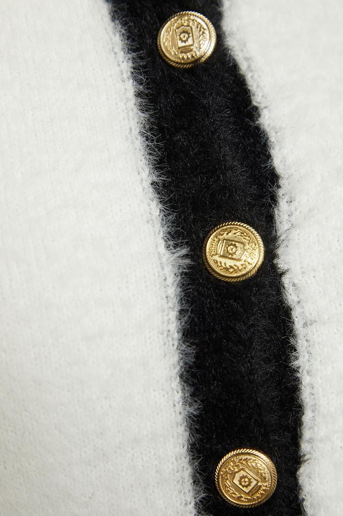 Women's Elegance Style Cardigan Navy Blue Crop Beard Furry Thread Jacket Look Knitwear Cardigan