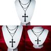 Готическая Черная Крестовая Подвеска Для Мужчин И Женщин Со Сплавным Кулоном И Многослойным Дизайном