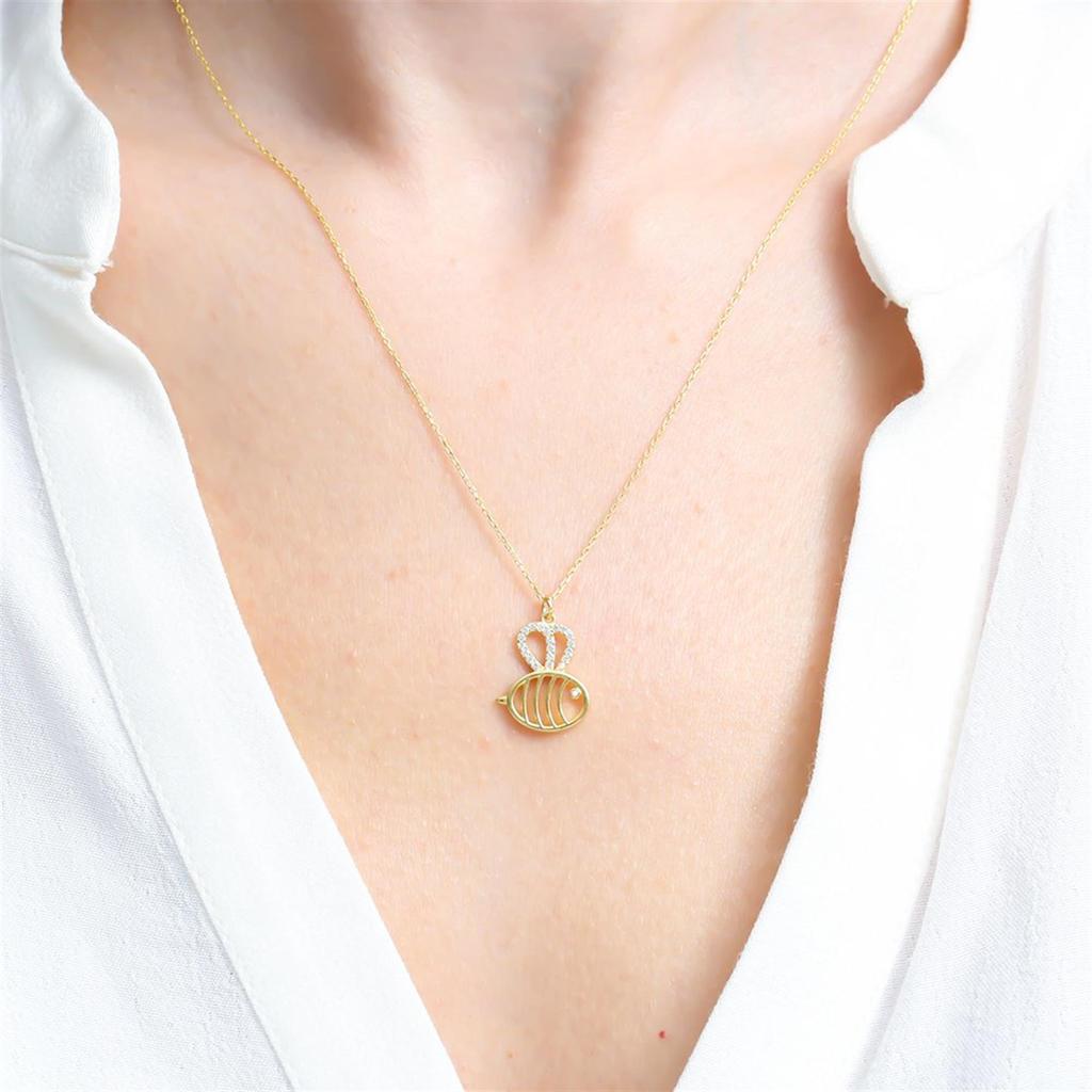 Sparkling Princess Fish Gold Color Silver Necklace