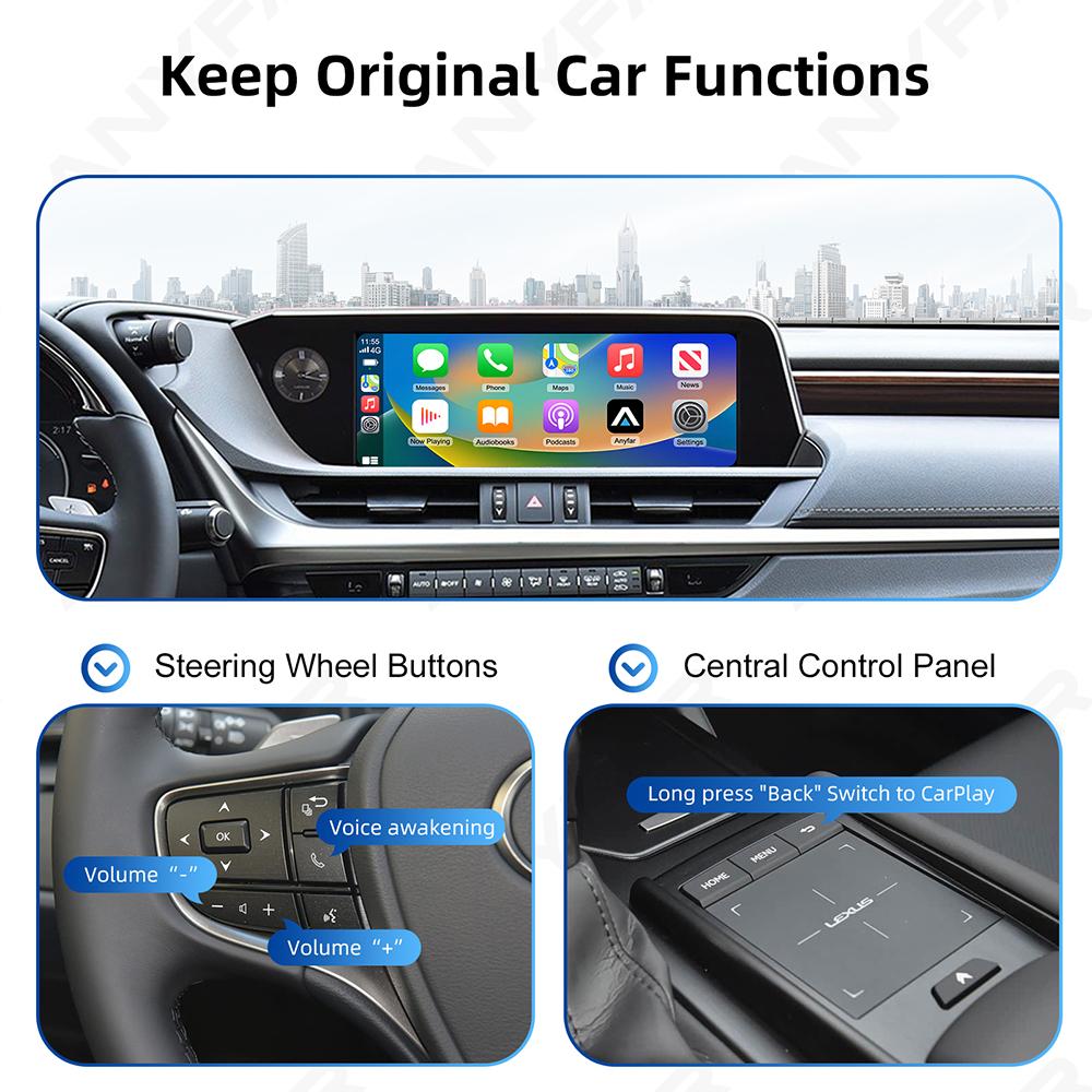 Wireless CarPlay for Lexus NX RX IS ES GS RC CT LS LX LC UX GX 2012-2025 Android Auto Car Play Functions Camera
