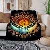 "Sun & Moon Harmony Art Print - Celestial Floral Decor"Blanket Flannel Throw Blanket for Sofa, Bed, Travel, Camping, Office, Couch, Chair, A