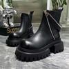 Женские зимние ботинки на платформе с высоким каблуком, дизайнерские новые кожаные туфли, зима 2025, трендовая готическая повседневная обувь, модные ботинки Mujer