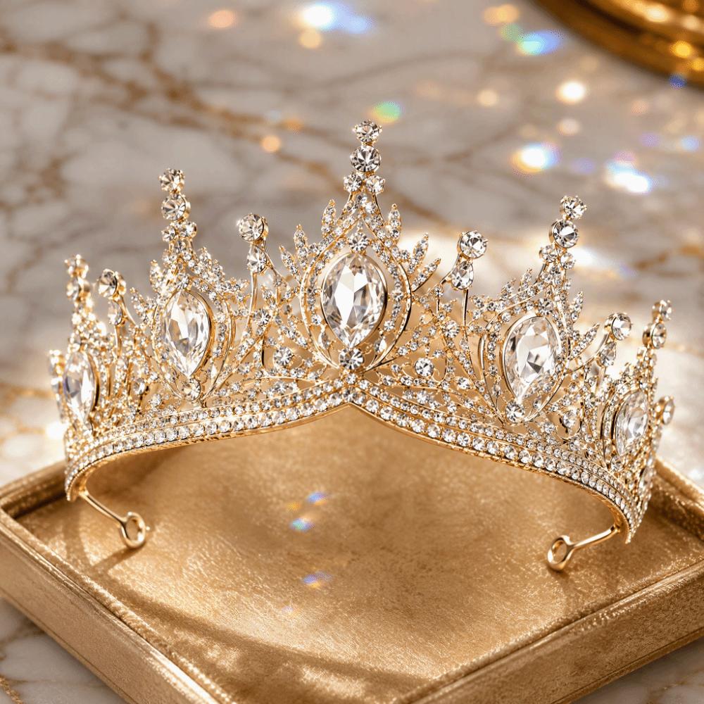 Shining Crystal Crystal Crown Headband Polished Finish Bridal Crown Tiara Birthday Gift