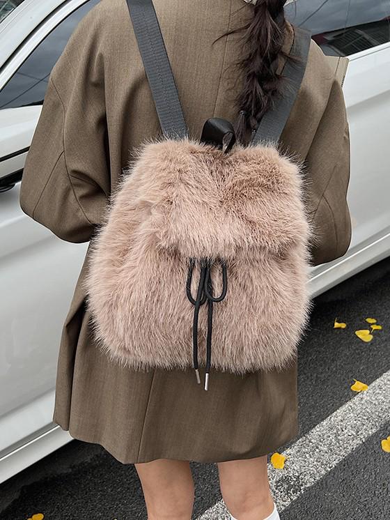 Women's Leopard Print Fluffy Backpack - Large Capacity, New Autumn & Winter Collection