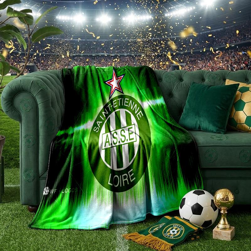 Saint-etienne Football Club Throws Blanket Flannel Blankets Plush for Couch Bed Gifts for Men Women Travel picnic blanket Christmas fan gifts
