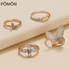 Vintage Boho Crystal Butterfly Rings Set For Women Zircon Cross Stars Geometric Knuckle Finger Ring Wedding Party Jewelry Gifts